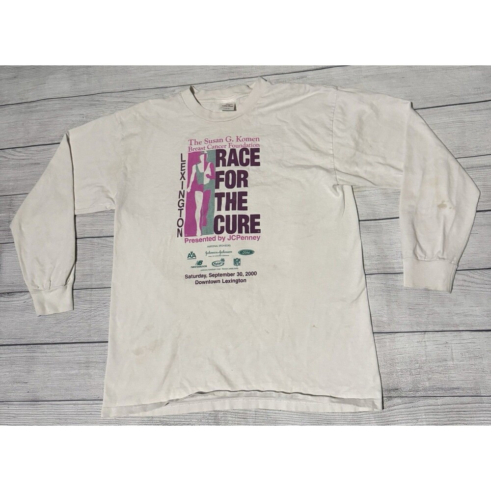 Vintage Y2K JcPenney Breast Cancer T Shirt Lexington Kentucky KY Size L Defect